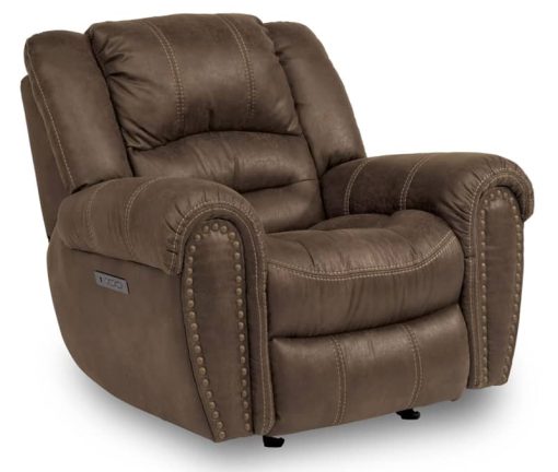 Flexsteel Town Sable Fabric Power Recliner With Power Headrest