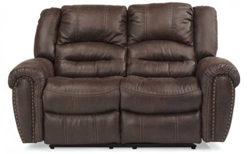 Flexsteel Town Camel Leather Reclining Loveseat