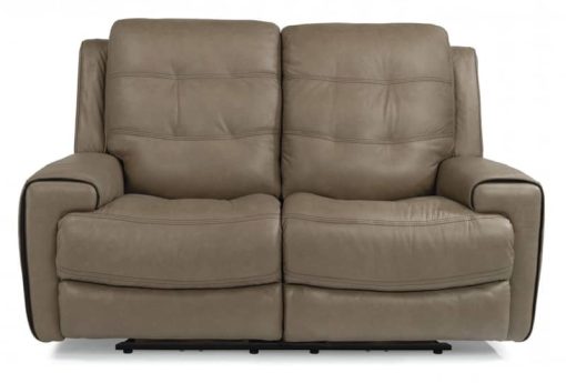 Flexsteel Wicklow Leather Power Reclining Loveseat With Power Headrests