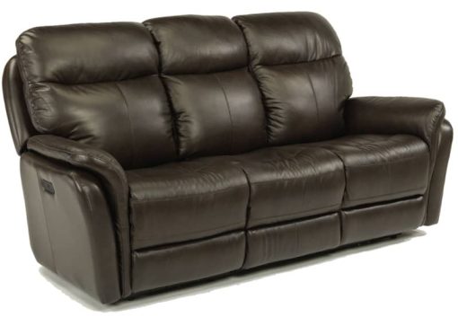 Flexsteel Zoey Leather Power Reclining Sofa With Power Headrests