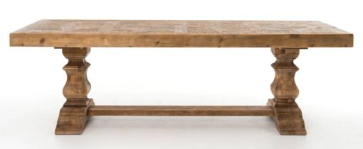Four Hands Hughes Collection Bleached Pine 98" Castle Dining Table - Image 6