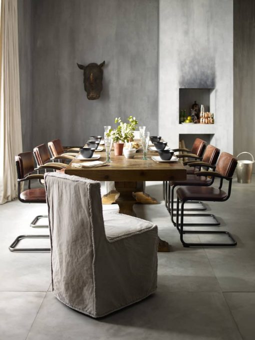 Four Hands Hughes Collection Bleached Pine 98" Castle Dining Table - Image 5