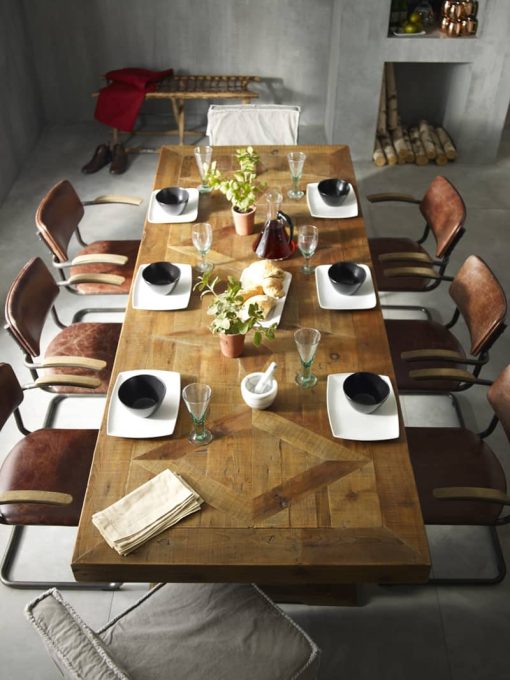 Four Hands Hughes Collection Bleached Pine 98" Castle Dining Table - Image 4