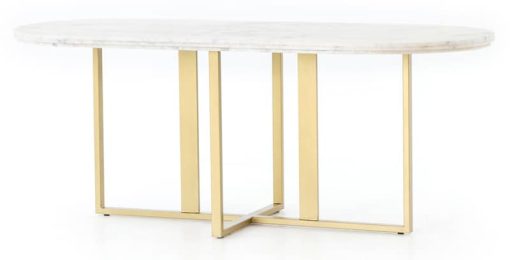 Four Hands Rockwell Collection White Marble Devan Oval Dining Table