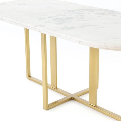 Four Hands Rockwell Collection White Marble Devan Oval Dining Table - Image 7