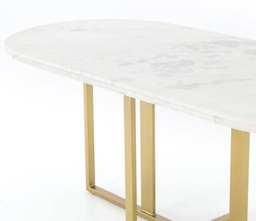 Four Hands Rockwell Collection White Marble Devan Oval Dining Table - Image 6
