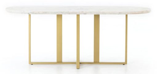 Four Hands Rockwell Collection White Marble Devan Oval Dining Table - Image 3