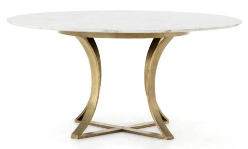 Four Hands White Marble Gage Dining Table