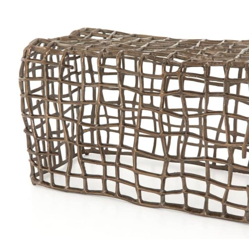 Four Hands Marlow Collection Aged Bronze Zander Outdoor Bench - Image 5