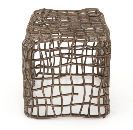 Four Hands Marlow Collection Aged Bronze Zander Outdoor Bench - Image 3