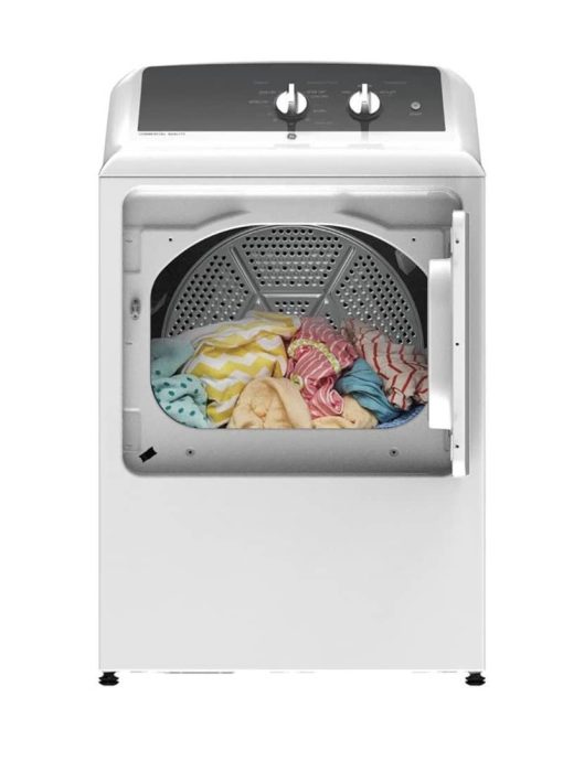 GE 6.2 Cu. Ft. White Commercial Front Load Gas Dryer - Image 3