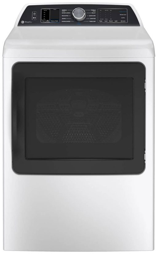 GE Profile 7.4 Cu. Ft. White Smart Gas Dryer With Sanitize Cycle And Sensor Dry