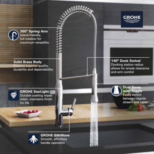 GROHE K7 SuperSteel Infinity Semi-Pro Kitchen Faucet - Image 3