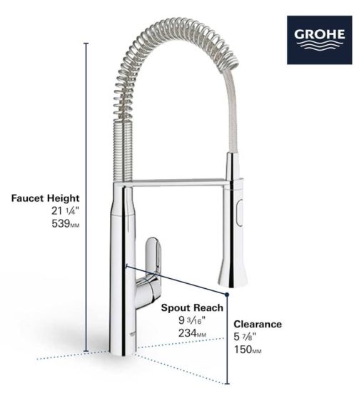 GROHE K7 Medium StarLight Chrome Semi-Pro Kitchen Faucet - Image 7
