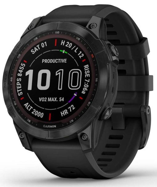 Garmin fenix 7 Sapphire Solar, Black DLC Titanium With Black Band