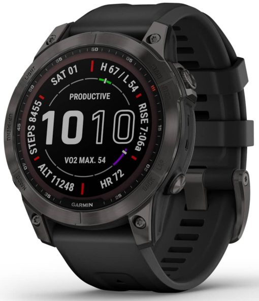 Garmin fenix 7 Sapphire Solar, Carbon Gray DLC Titanium With Black Band