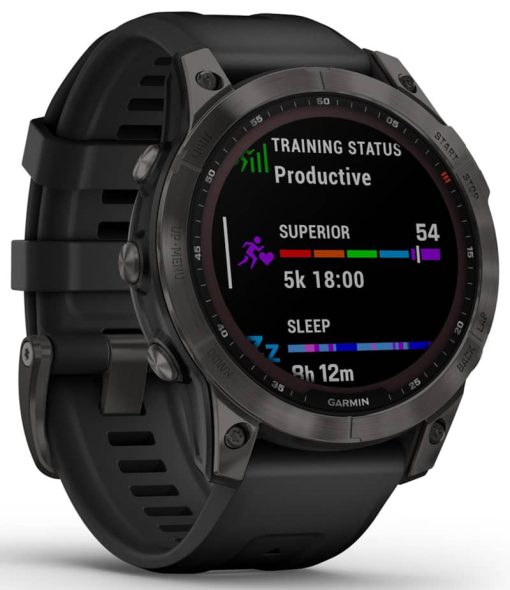 Garmin fenix 7 Sapphire Solar, Carbon Gray DLC Titanium With Black Band - Image 3