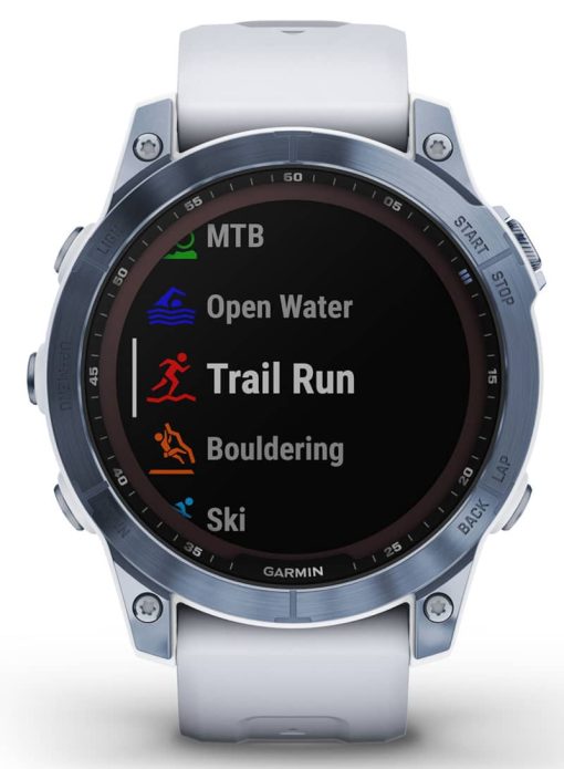 Garmin fenix 7 Sapphire Solar, Mineral Blue DLC Titanium With Whitestone Band - Image 6