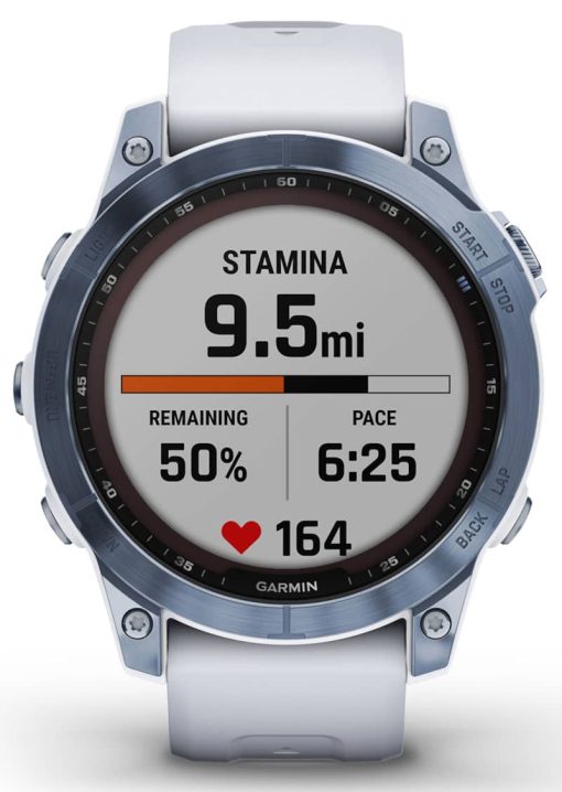 Garmin fenix 7 Sapphire Solar, Mineral Blue DLC Titanium With Whitestone Band - Image 7