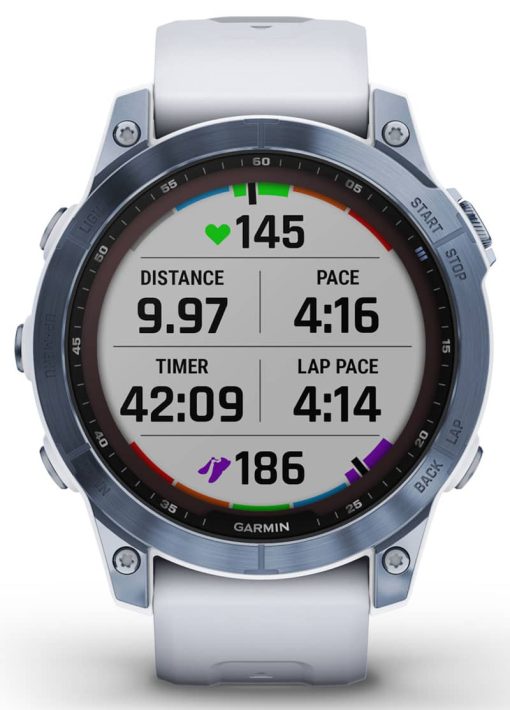 Garmin fenix 7 Sapphire Solar, Mineral Blue DLC Titanium With Whitestone Band - Image 4