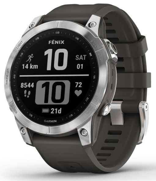 Garmin fenix 7 Watch, Silver With Graphite Band