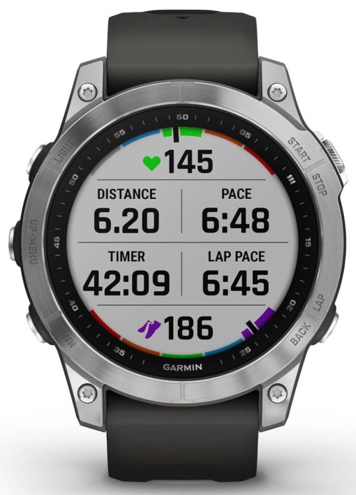 Garmin fenix 7 Watch, Silver With Graphite Band - Image 4