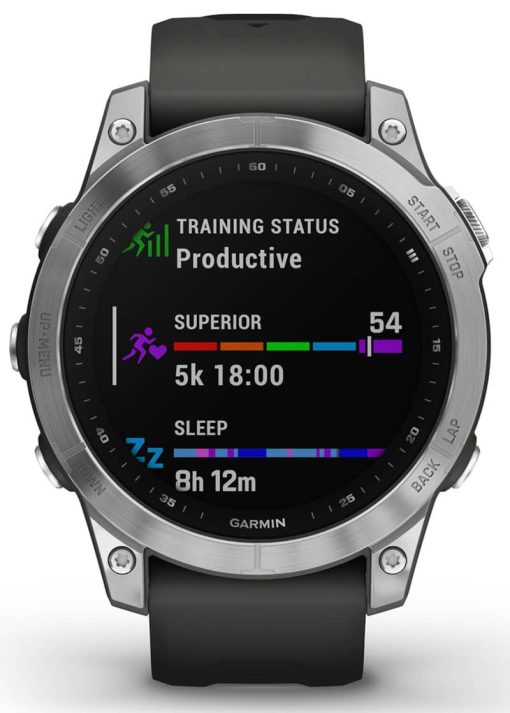 Garmin fenix 7 Watch, Silver With Graphite Band - Image 2