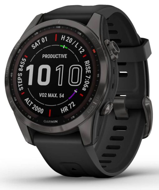 Garmin fenix 7S Sapphire Solar, Carbon Gray DLC Titanium With Black Band