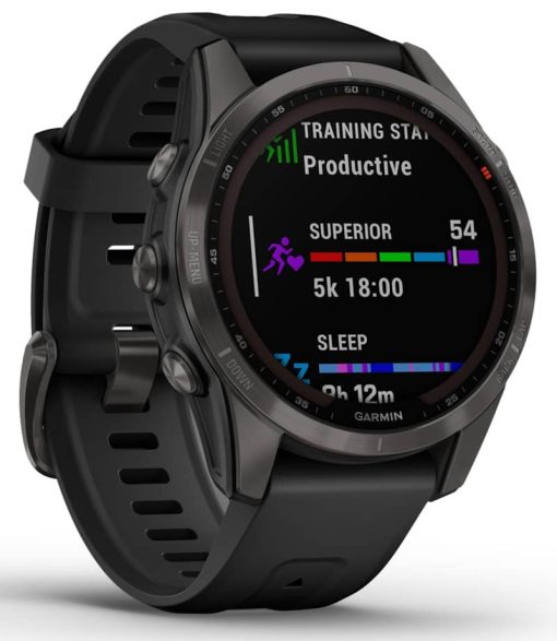 Garmin fenix 7S Sapphire Solar, Carbon Gray DLC Titanium With Black Band - Image 3