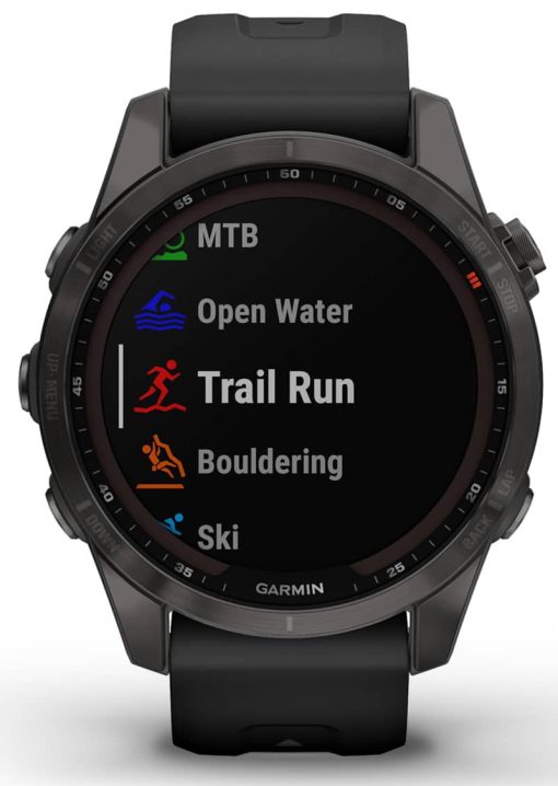 Garmin fenix 7S Sapphire Solar, Carbon Gray DLC Titanium With Black Band - Image 5