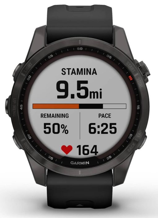 Garmin fenix 7S Sapphire Solar, Carbon Gray DLC Titanium With Black Band - Image 6