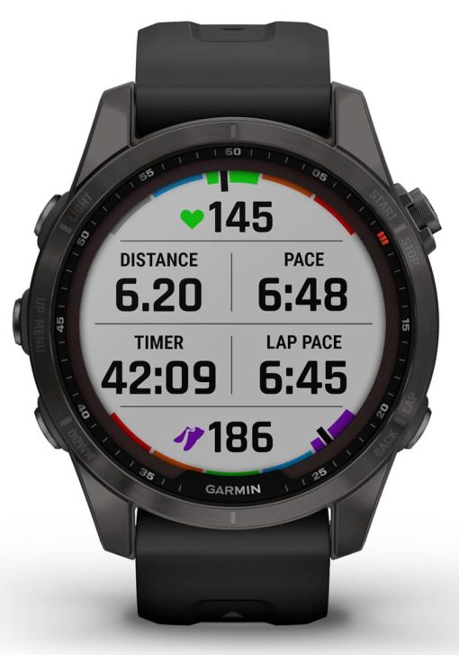 Garmin fenix 7S Sapphire Solar, Carbon Gray DLC Titanium With Black Band - Image 8