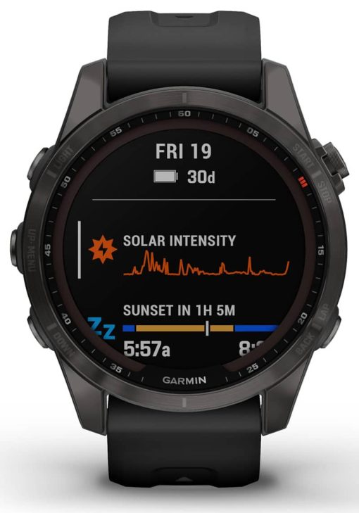 Garmin fenix 7S Sapphire Solar, Carbon Gray DLC Titanium With Black Band - Image 2
