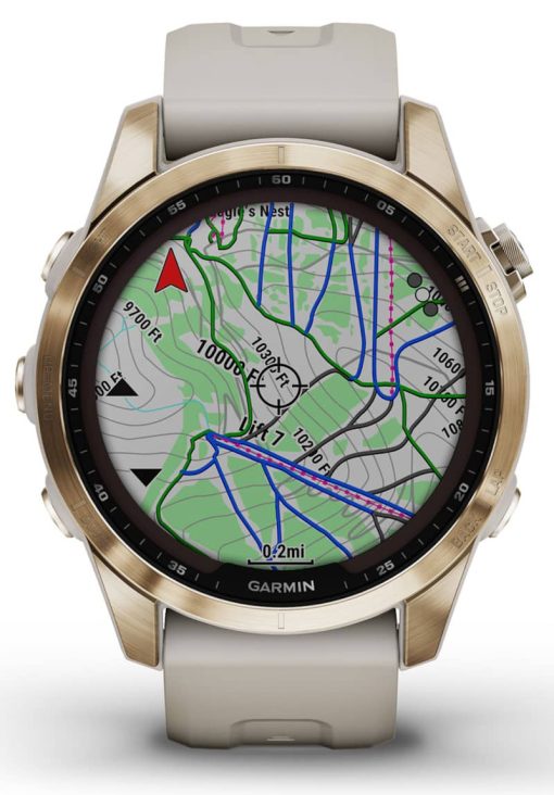 Garmin fenix 7S Sapphire Solar, Cream Gold Titanium With Light Sand Band - Image 4