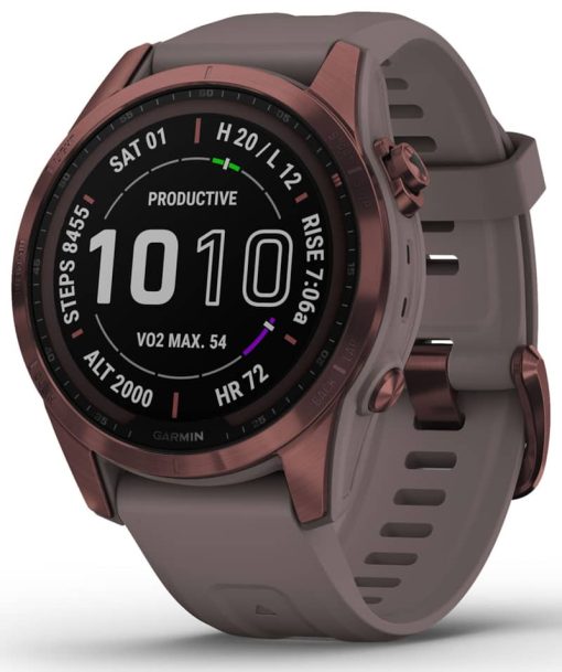 Garmin fenix 7S Sapphire Solar, Dark Bronze Titanium With Shale Gray Band