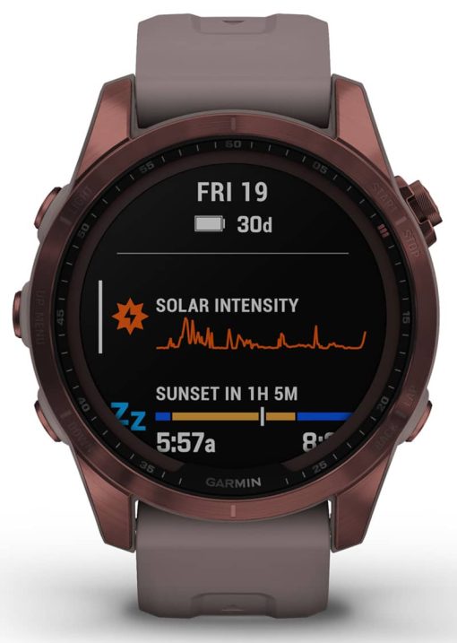 Garmin fenix 7S Sapphire Solar, Dark Bronze Titanium With Shale Gray Band - Image 2
