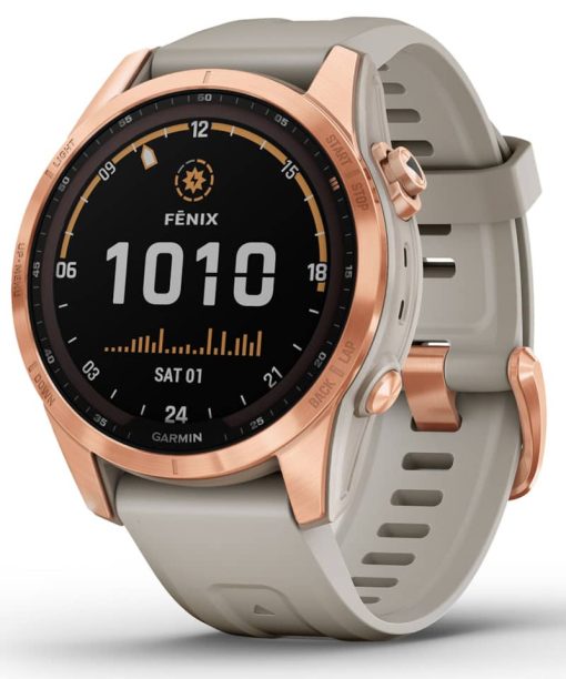Garmin fenix 7S Solar, Rose Gold With Light Sand Band