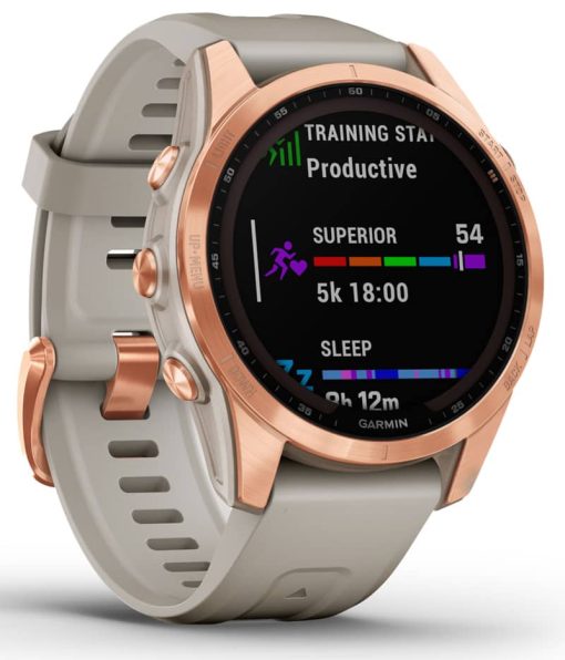 Garmin fenix 7S Solar, Rose Gold With Light Sand Band - Image 3