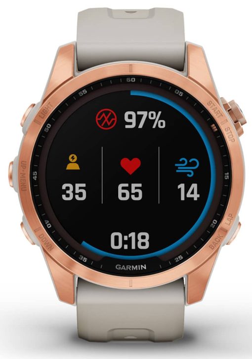 Garmin fenix 7S Solar, Rose Gold With Light Sand Band - Image 6