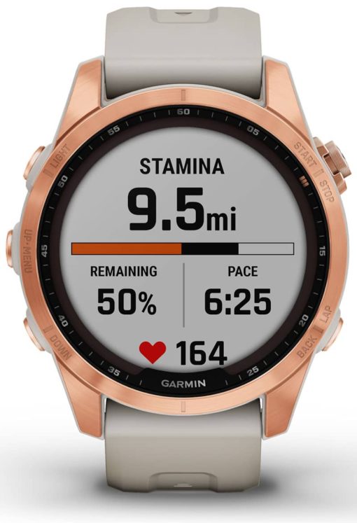 Garmin fenix 7S Solar, Rose Gold With Light Sand Band - Image 7
