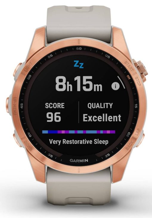 Garmin fenix 7S Solar, Rose Gold With Light Sand Band - Image 8