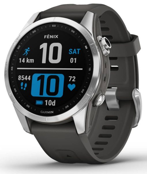 Garmin fenix 7S Watch, Silver With Graphite Band