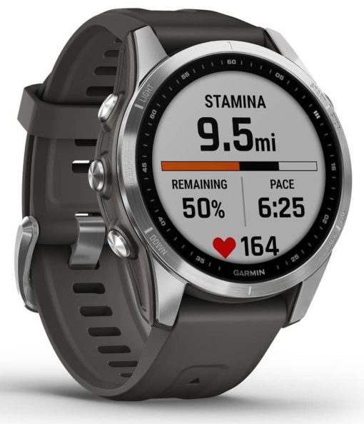 Garmin fenix 7S Watch, Silver With Graphite Band - Image 3