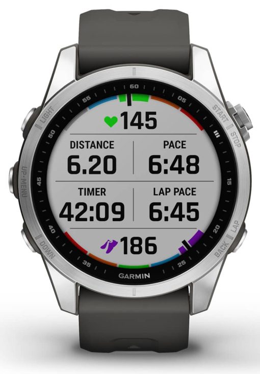 Garmin fenix 7S Watch, Silver With Graphite Band - Image 4