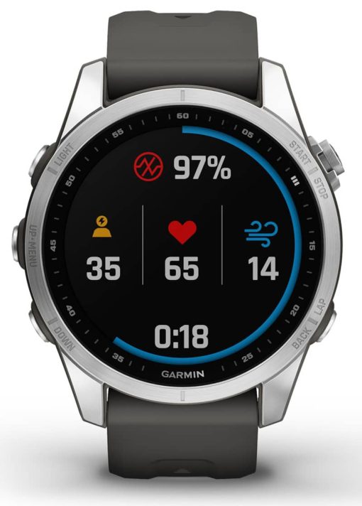 Garmin fenix 7S Watch, Silver With Graphite Band - Image 7
