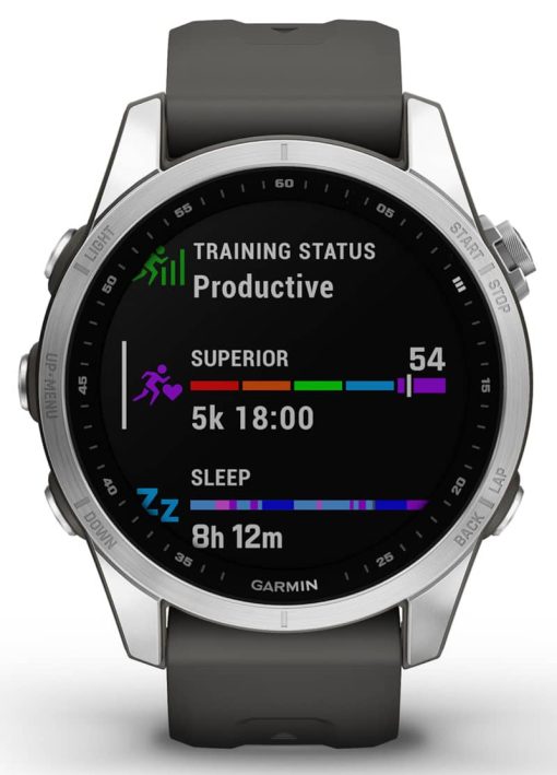 Garmin fenix 7S Watch, Silver With Graphite Band - Image 2