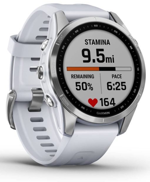 Garmin fenix 7S Watch, Silver With Whitestone Band - Image 3