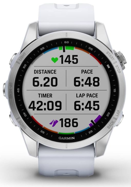 Garmin fenix 7S Watch, Silver With Whitestone Band - Image 4