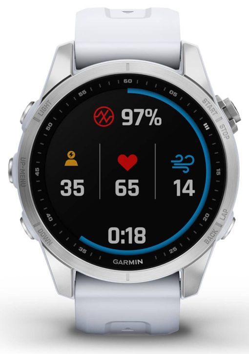 Garmin fenix 7S Watch, Silver With Whitestone Band - Image 7