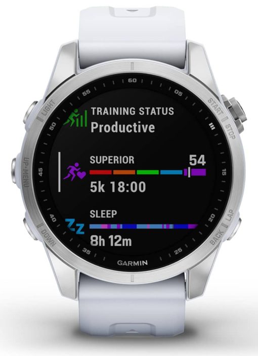 Garmin fenix 7S Watch, Silver With Whitestone Band - Image 2